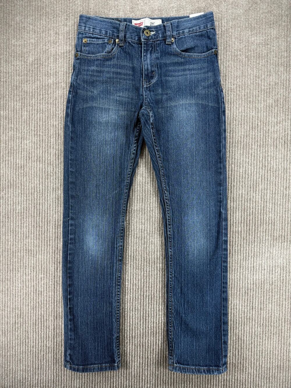 Levi's 511 Slim Jeans Boys Size 14 Regular Dark Wash Stretch Denim Blue